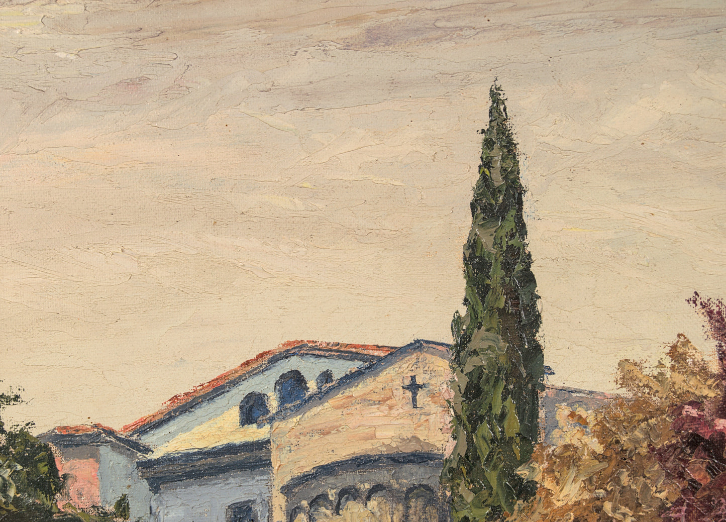 Lluís Mestres Borrell | Paisaje Rural con Ermita | Óleo a la Espátula | 1984