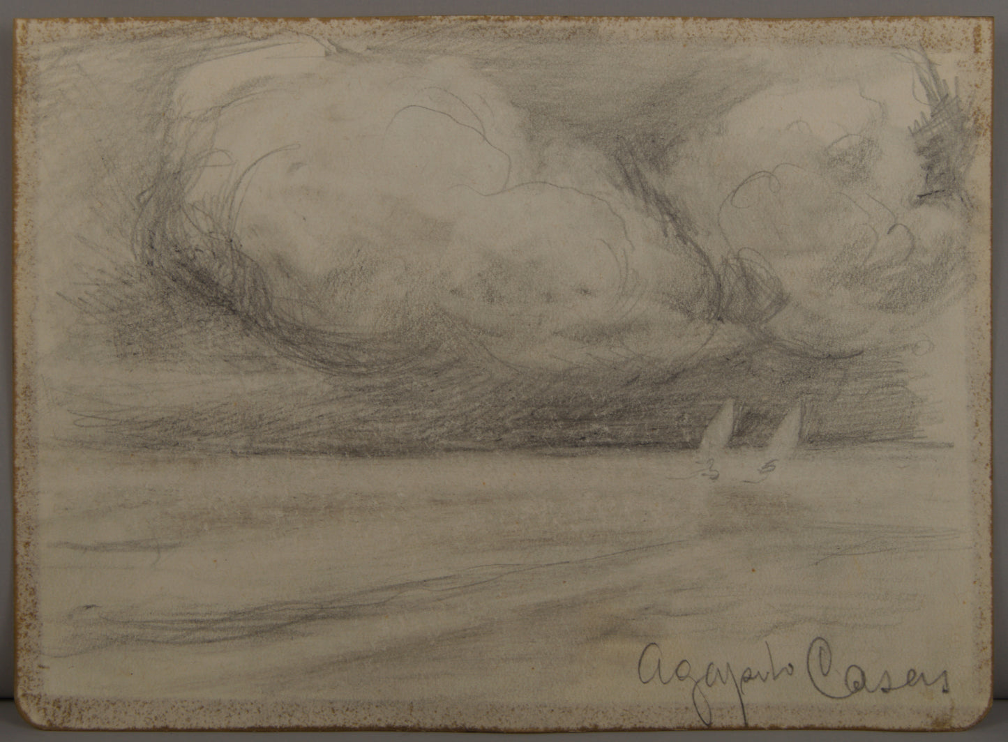 AGAPITO CASAS ABARCA | MARINA CON VELEROS | CARBONCILLO ORIGINAL | PAISAJISMO CATALÁN