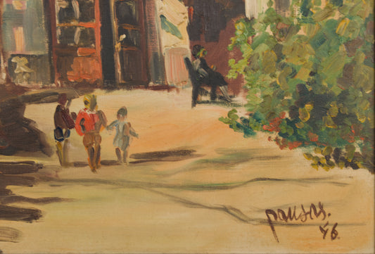 JORDI PAUSAS | LÄNDLICHE LANDSCHAFT MIT STRASSE UND BERG | KATALANISCHE LANDSCHAFTSSCHULE | ÖL AUF LEINWAND