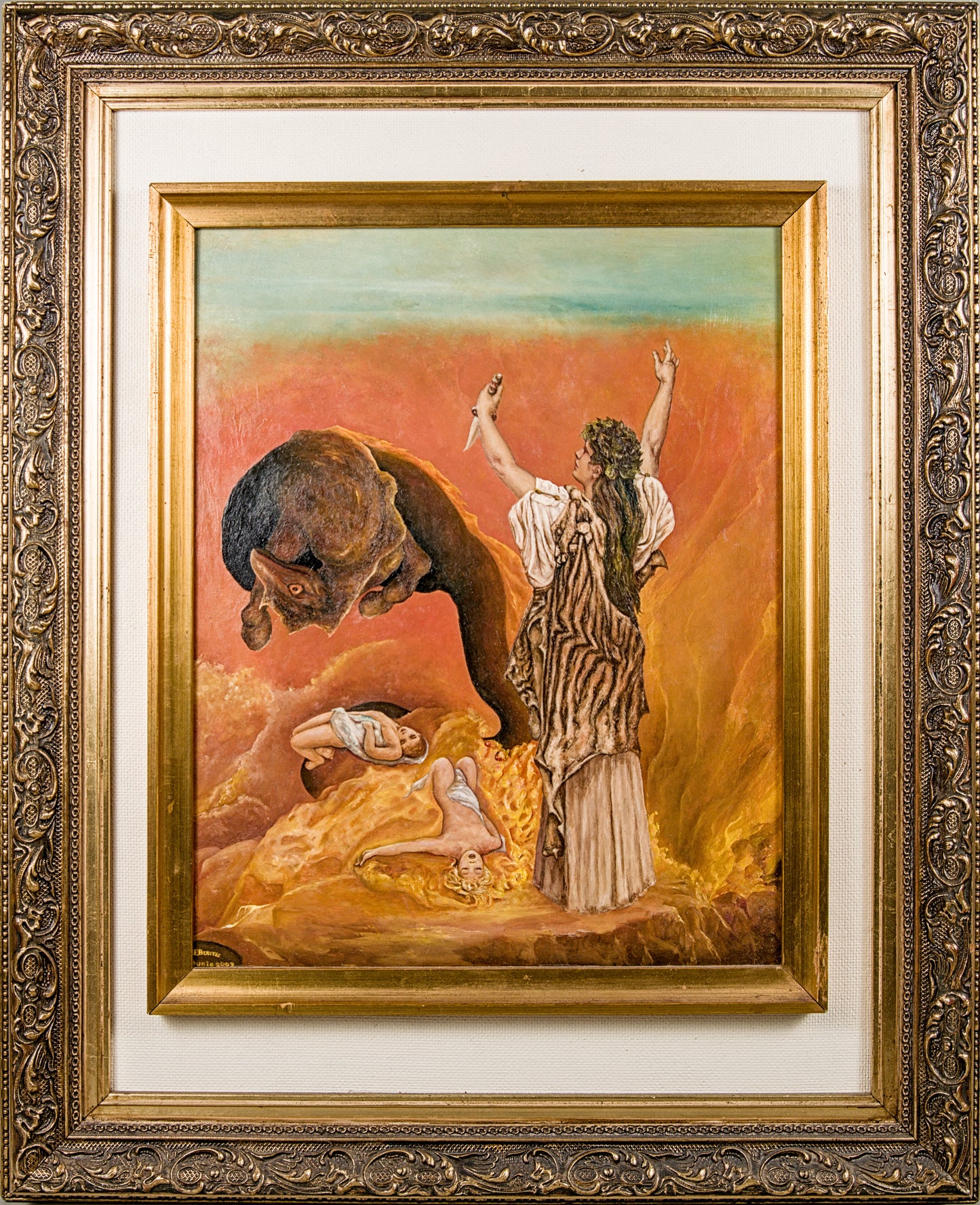 Francisco Benítez | Escena Mitológica (El Sacrificio) (2009) | Óleo | Neofiguración y Surrealismo
