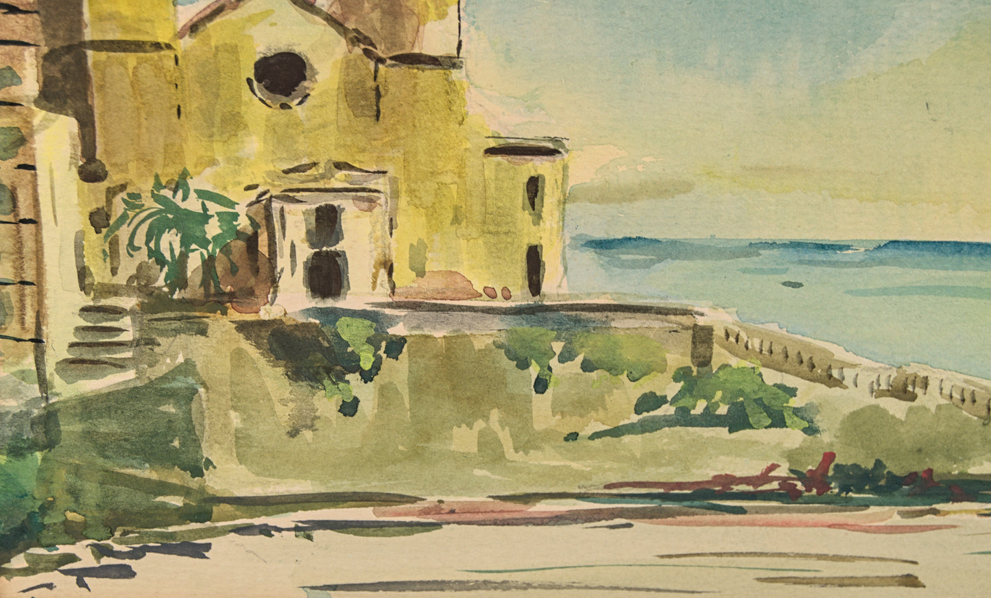 Atribuido a Lluís Muntané | Iglesia de Sitges (La Punta) | Acuarela sobre Papel | 1987
