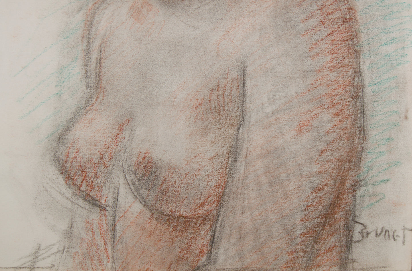 MIQUEL BRUNET | ESTUDIO ANATÓMICO: DESNUDO FEMENINO | ESCUELA MALLORQUINA | TÉCNICA MIXTA SOBRE PAPEL