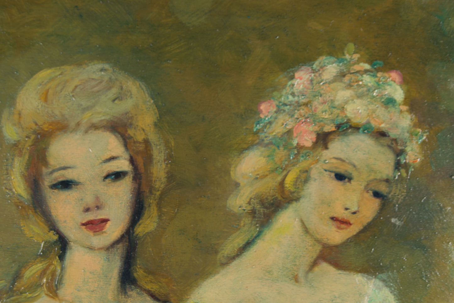 M. Ibáñez | Escena Galante (Jóvenes con Flores) | Óleo Original sobre Tabla