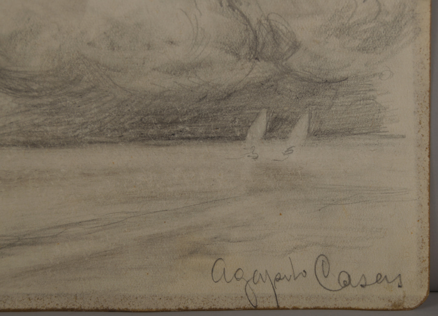 AGAPITO CASAS ABARCA | MARINA CON VELEROS | CARBONCILLO ORIGINAL | PAISAJISMO CATALÁN