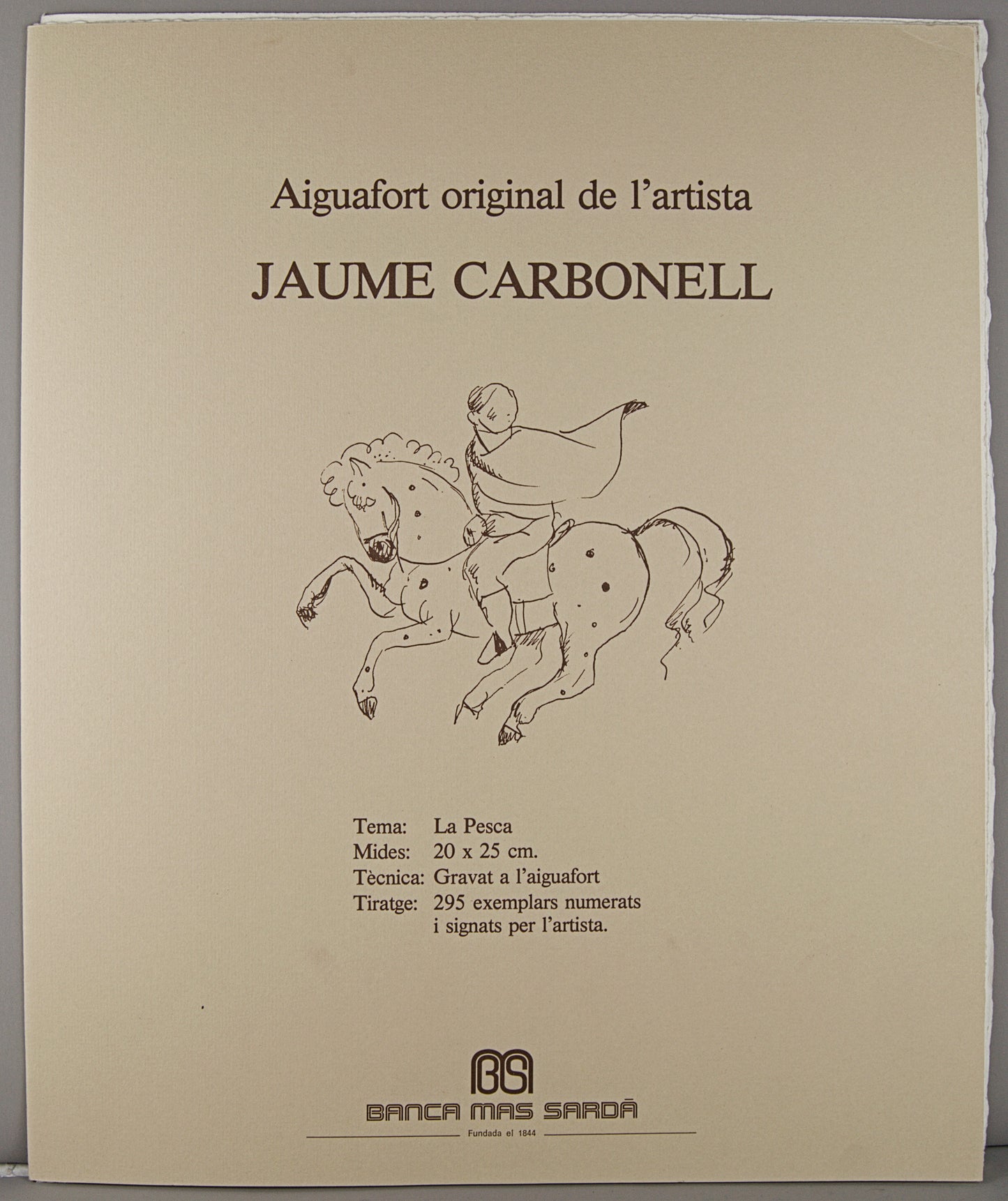 J. CARBONELL | LA PESCA (COSTUMBRISMO MARINERO) | PRUEBA DE AUTOR (P.A.) | EDICIÓN BANCA MAS SARDÀ