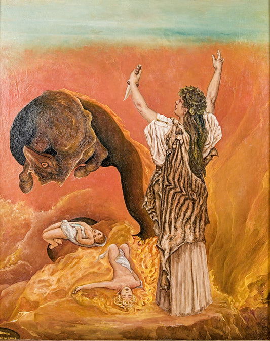 Francisco Benítez | Escena Mitológica (El Sacrificio) (2009) | Óleo | Neofiguración y Surrealismo