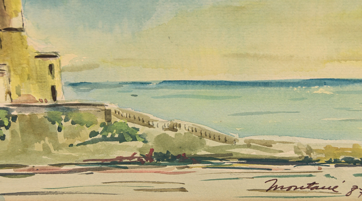 Atribuido a Lluís Muntané | Iglesia de Sitges (La Punta) | Acuarela sobre Papel | 1987