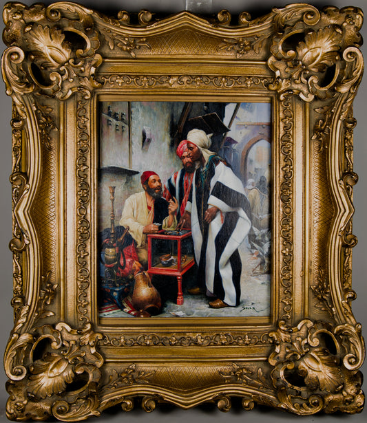 CHARLES WILDA (ZUGEFÜGT AN „SOLER“) | ORIENTALISTISCHE SZENE „EIN VERKAUF ABSCHLUSS“ | GENRE-GEMÄLDE DES 19. JAHRHUNDERTS | ÖL AUF LEINWAND