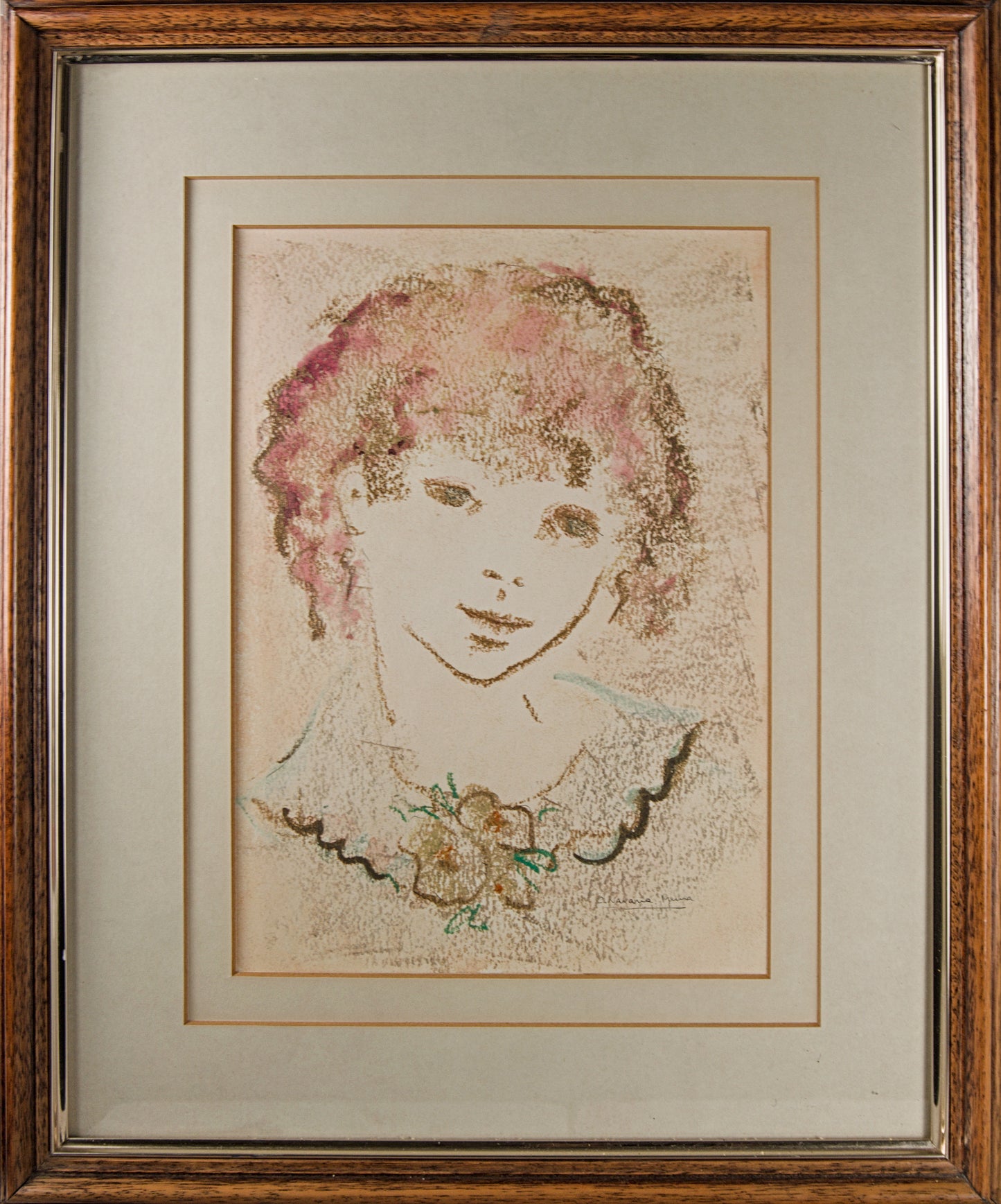 CARME NAVARRA PRUNA | LA DULZURA DE LA MIRADA (RETRATO DE JOVEN CON FLORES) | RETRATO CONTEMPORÁNEO | TÉCNICA MIXTA