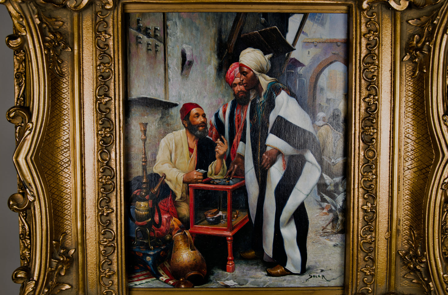 CHARLES WILDA (ZUGEFÜGT AN „SOLER“) | ORIENTALISTISCHE SZENE „EIN VERKAUF ABSCHLUSS“ | GENRE-GEMÄLDE DES 19. JAHRHUNDERTS | ÖL AUF LEINWAND