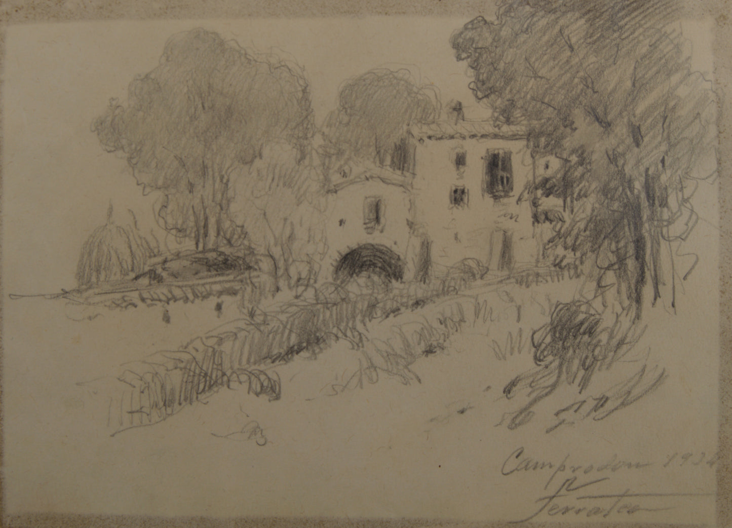ANTONI DE FERRATER | PAISAJE DE CAMPRODON (1934) | DIBUJO ORIGINAL | NOUCENTISME CATALÁN