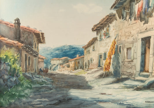 Fonportal | Calle al Sol en Mont-roig del Camp | Acuarela sobre Papel