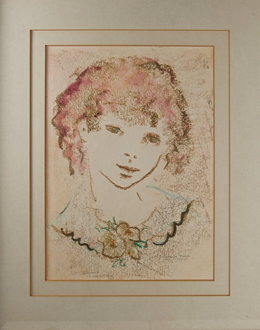 CARME NAVARRA PRUNA | LA DULZURA DE LA MIRADA (RETRATO DE JOVEN CON FLORES) | RETRATO CONTEMPORÁNEO | TÉCNICA MIXTA