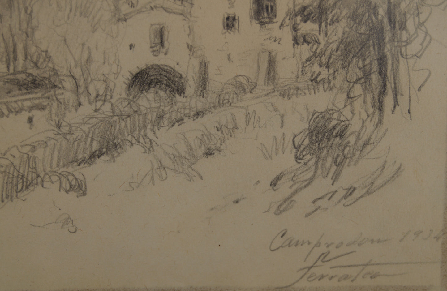 ANTONI DE FERRATER | PAISAJE DE CAMPRODON (1934) | DIBUJO ORIGINAL | NOUCENTISME CATALÁN