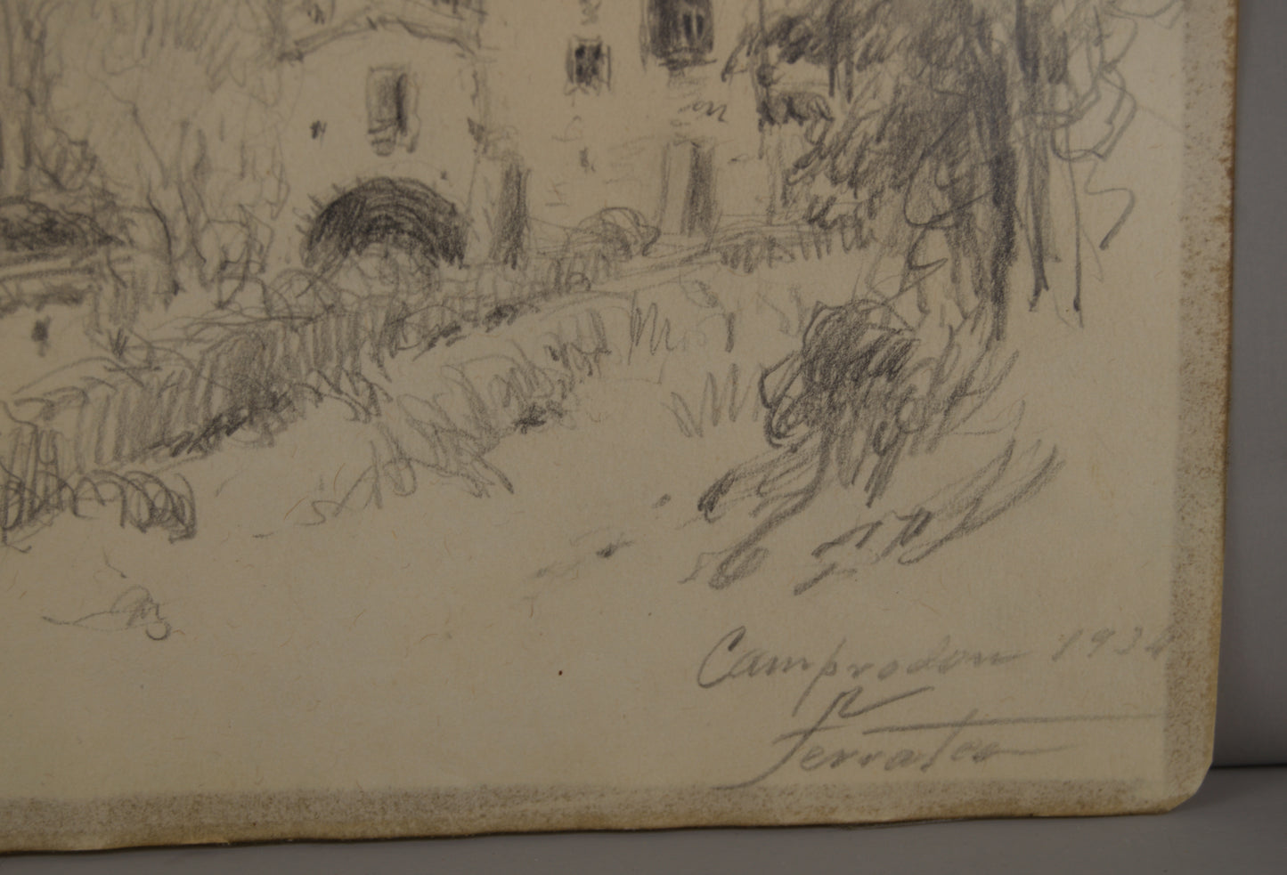 ANTONI DE FERRATER | PAISAJE DE CAMPRODON (1934) | DIBUJO ORIGINAL | NOUCENTISME CATALÁN