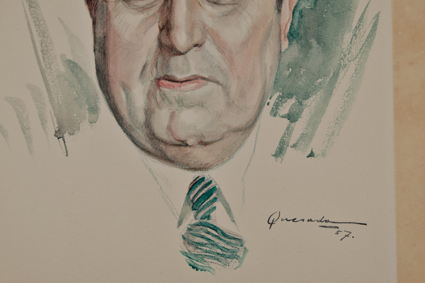 Julio Quesada | Retrato de Carácter (1957) | Acuarela Original sobre Papel