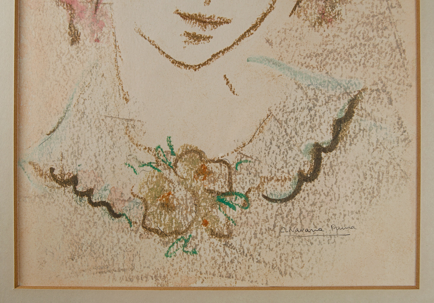 CARME NAVARRA PRUNA | LA DULZURA DE LA MIRADA (RETRATO DE JOVEN CON FLORES) | RETRATO CONTEMPORÁNEO | TÉCNICA MIXTA