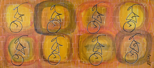 Montse Vives | "Vuit Bicicletes" | Técnica Mixta sobre Lienzo