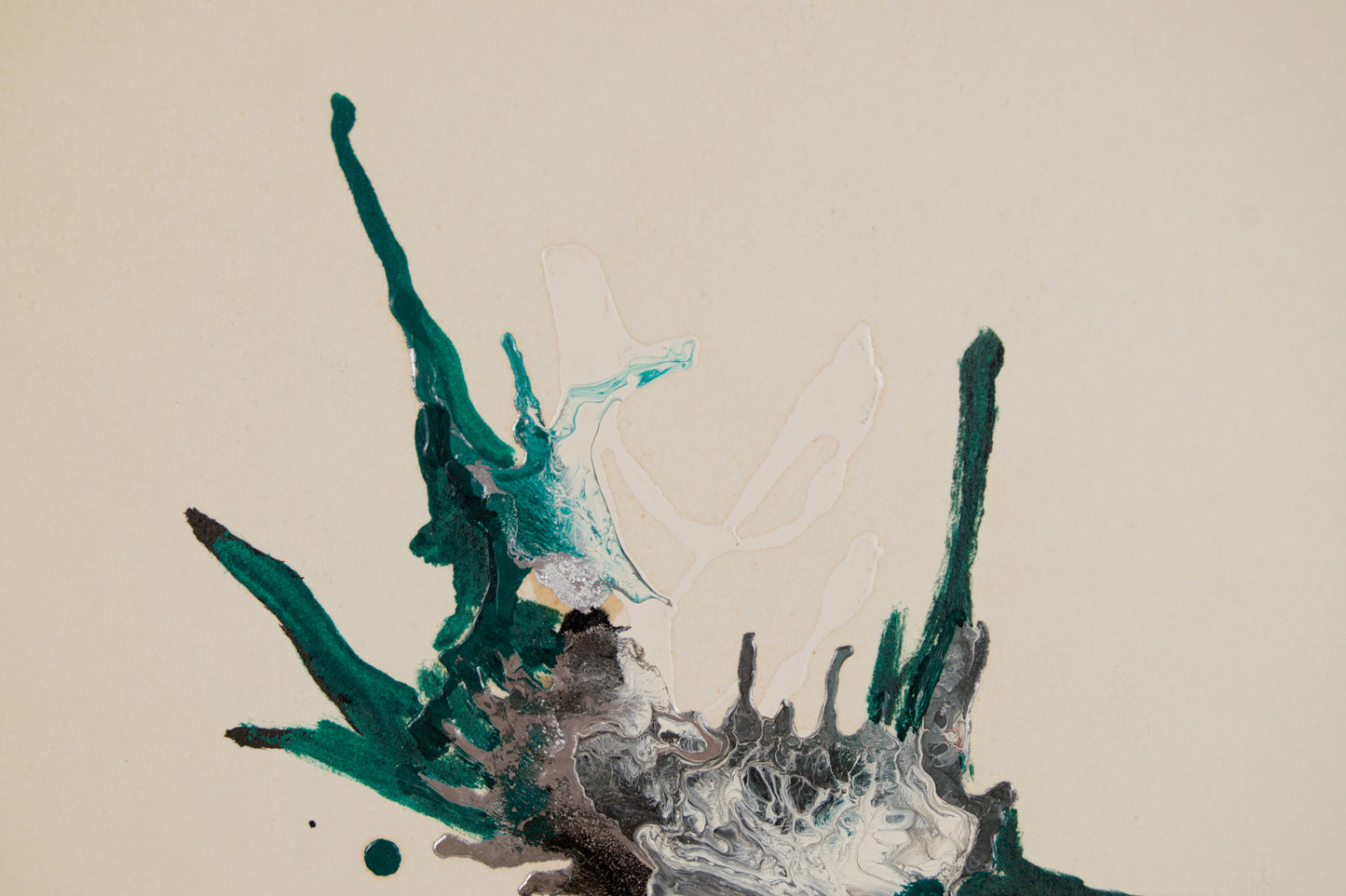 ANITA SOLÀ D'IMBERT | FORMA ABSTRACTA EN VERDE Y NEGRO | INFORMALISMO MATÉRICO | ACRÍLICO SOBRE PAPEL