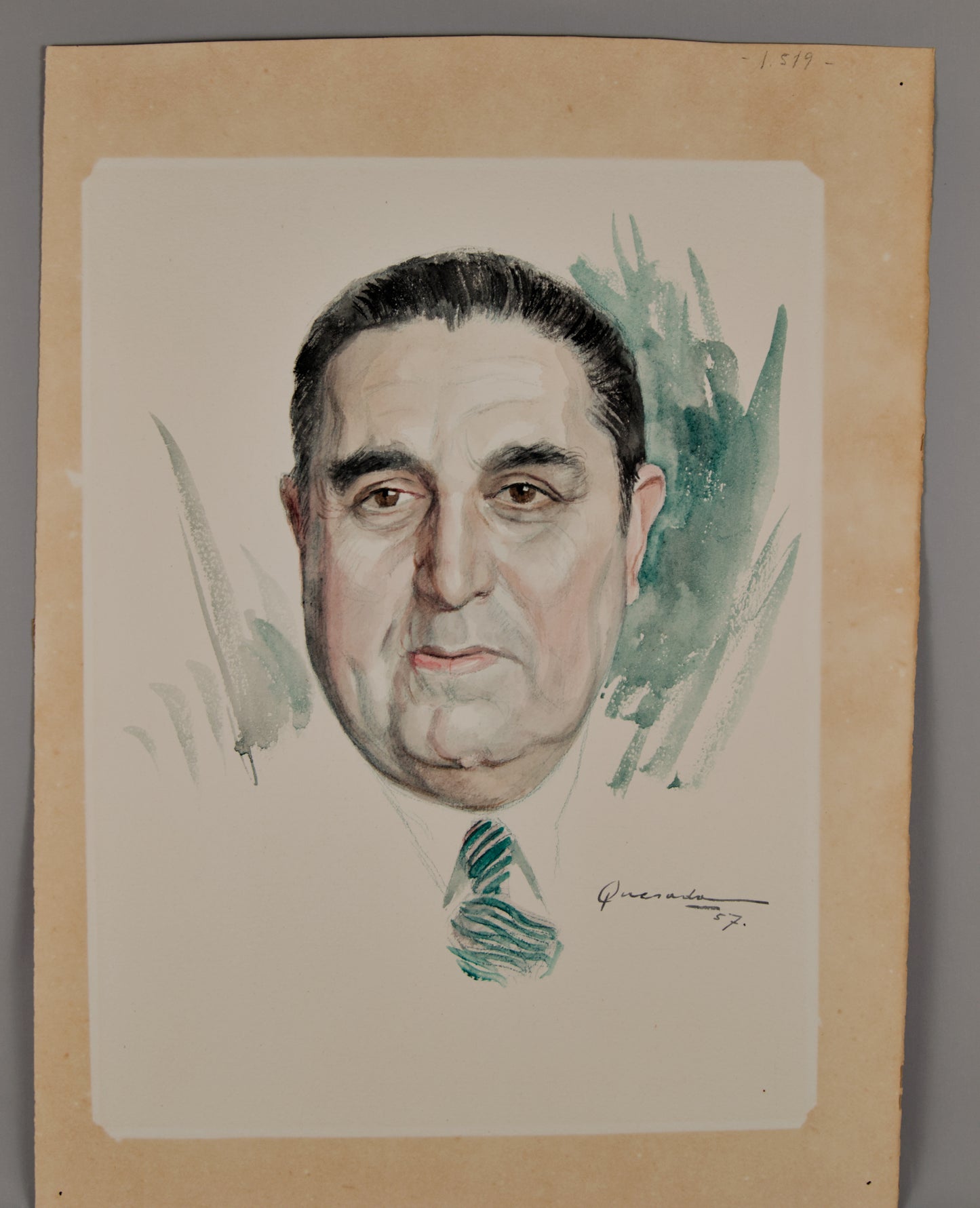 Julio Quesada | Retrato de Carácter (1957) | Acuarela Original sobre Papel