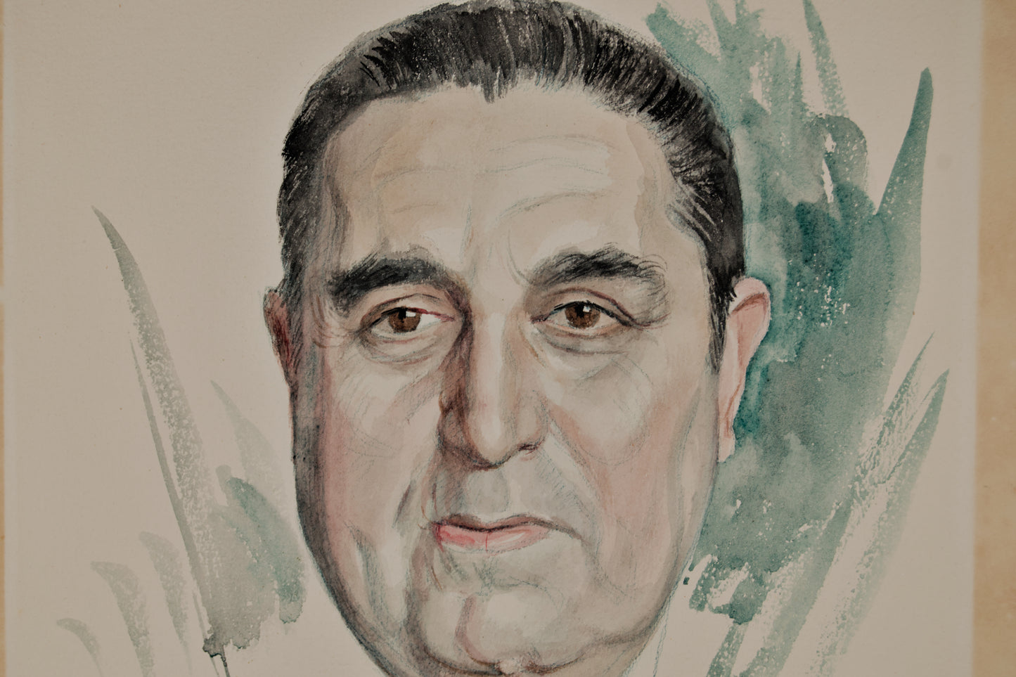 Julio Quesada | Retrato de Carácter (1957) | Acuarela Original sobre Papel