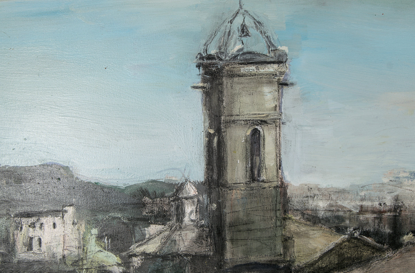 Piotr Perski | Expresionismo Monumental: Paisaje con Campanario XXL | Óleo sobre Lienzo | 2005