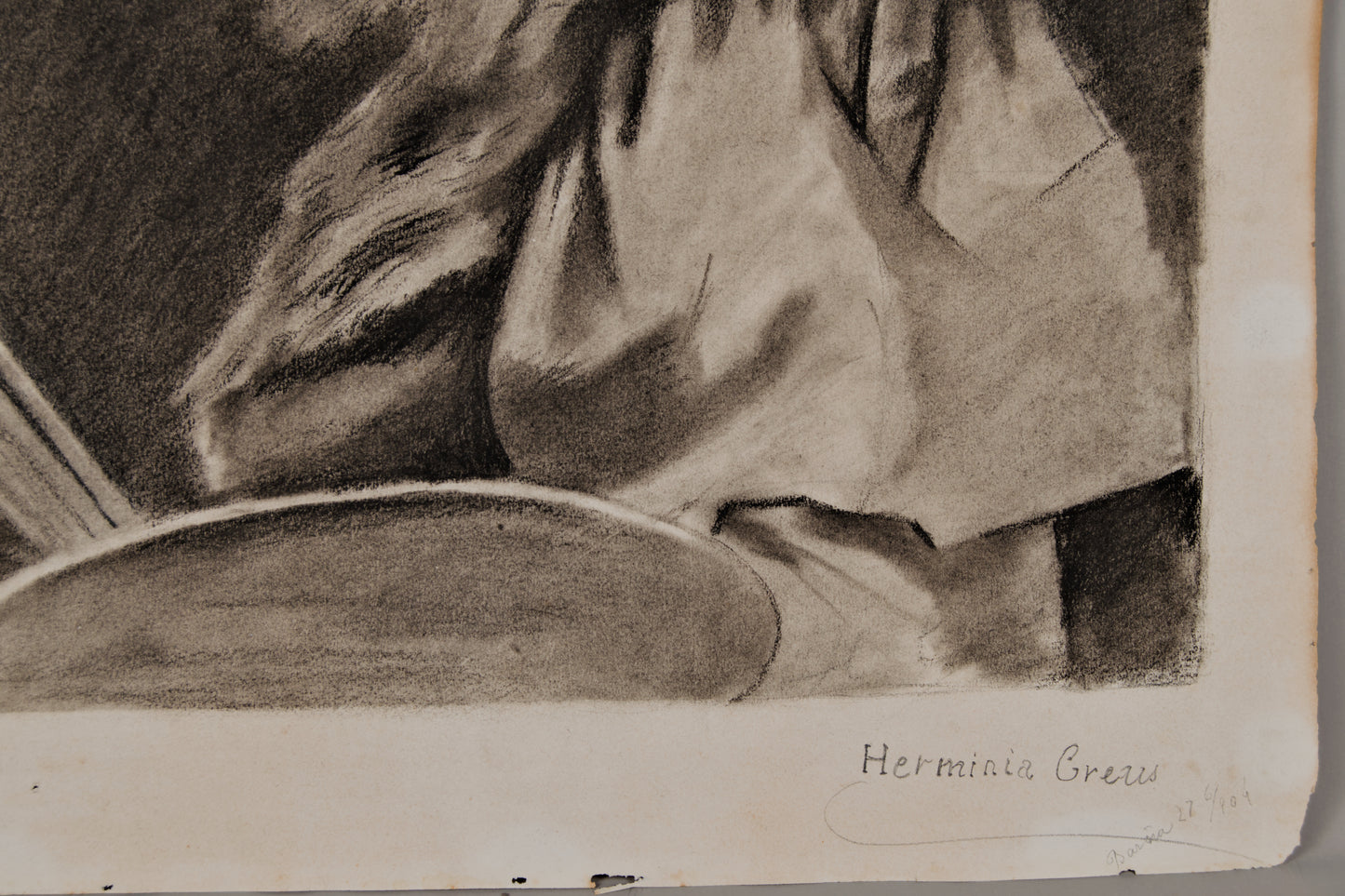 Herminia Creus | El Artista ante el Espejo | Dibujo Original al Carboncillo