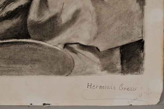 Herminia Creus | El Artista ante el Espejo | Dibujo Original al Carboncillo