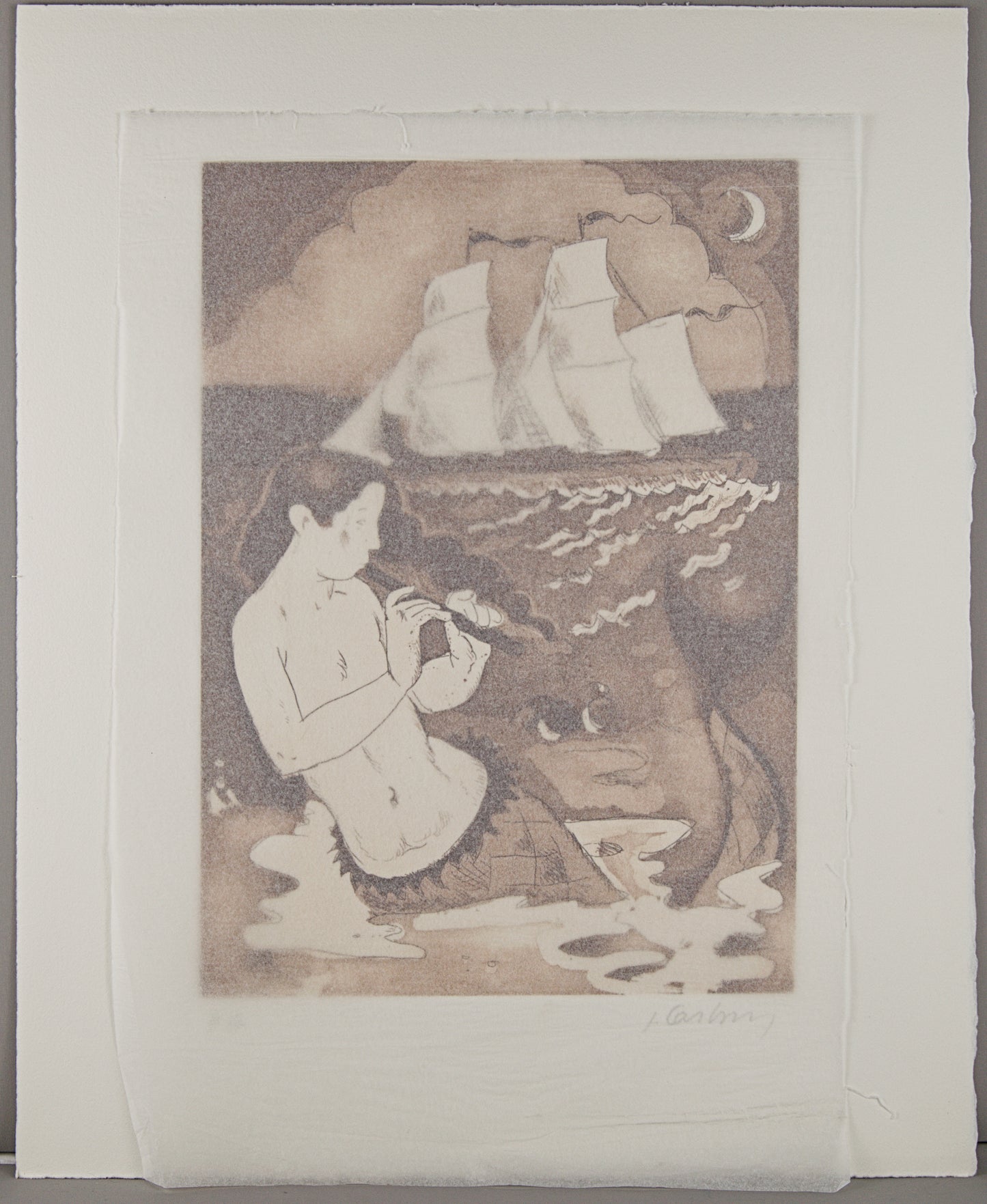 J. CARBONELL | LA SIRENA Y EL VELERO (MITOLOGÍA) | PRUEBA DE AUTOR (P.A.) | EDICIÓN BANCA MAS SARDÀ