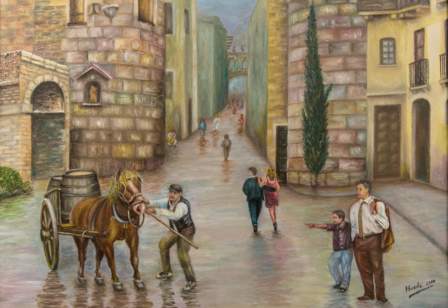 Antonio Huerta Blanco | Plaça Nova y Torres Romanas (Barcelona) | Óleo sobre Lienzo | 2000