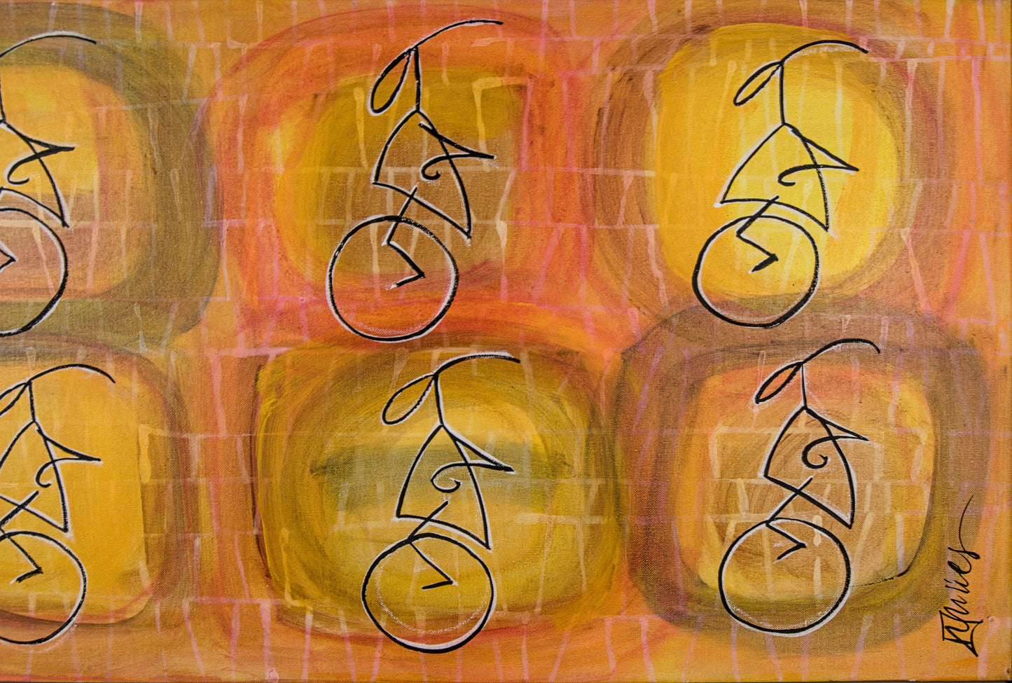 Montse Vives | "Vuit Bicicletes" | Técnica Mixta sobre Lienzo
