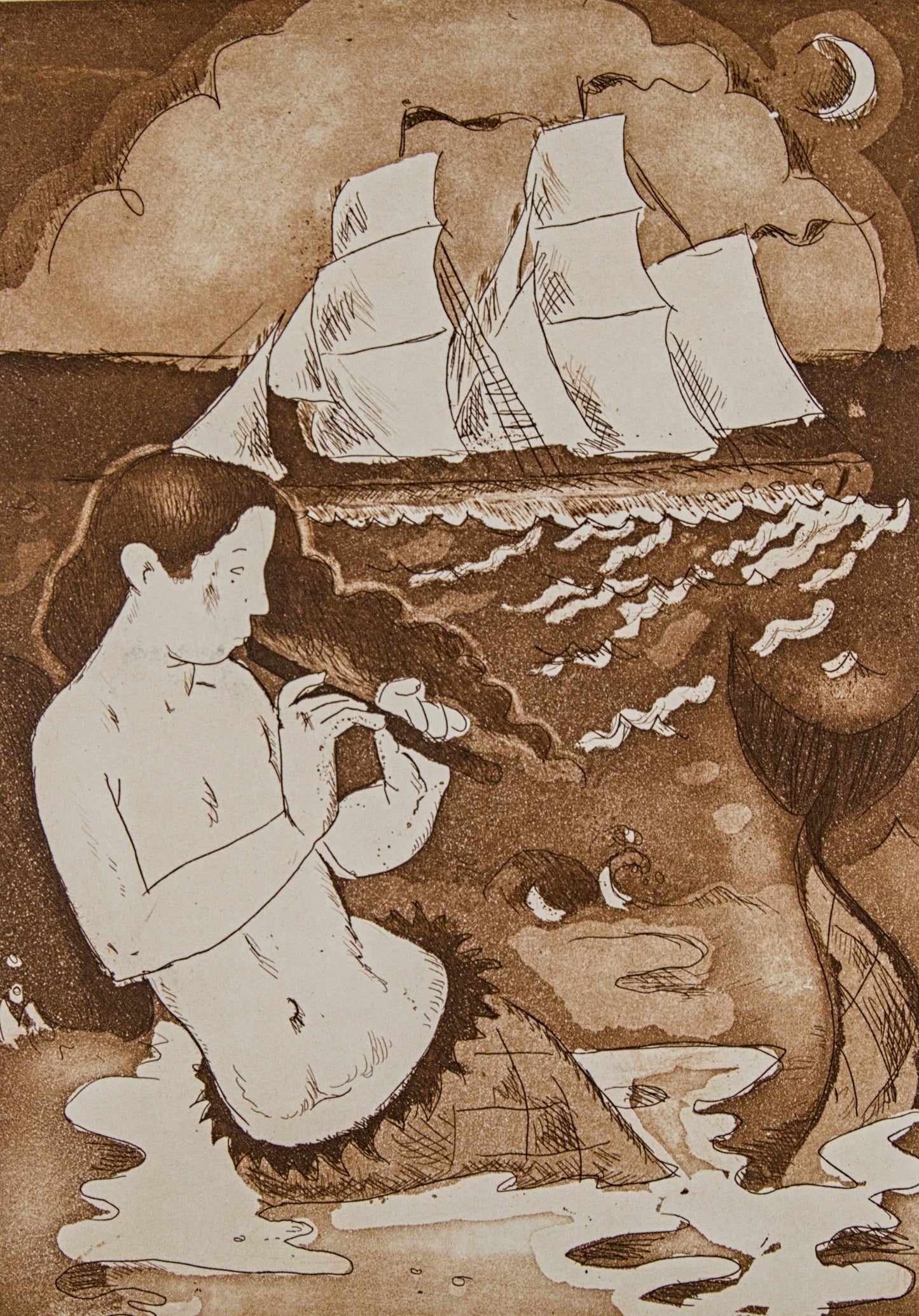 J. CARBONELL | LA SIRENA Y EL VELERO (MITOLOGÍA) | PRUEBA DE AUTOR (P.A.) | EDICIÓN BANCA MAS SARDÀ