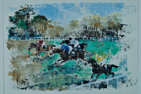 JOSEP LLUÍS FLORIT RODERO | TURF SCENE / HORSE RACING | CATALAN POST-IMPRESSIONISM | OIL ON PAPER