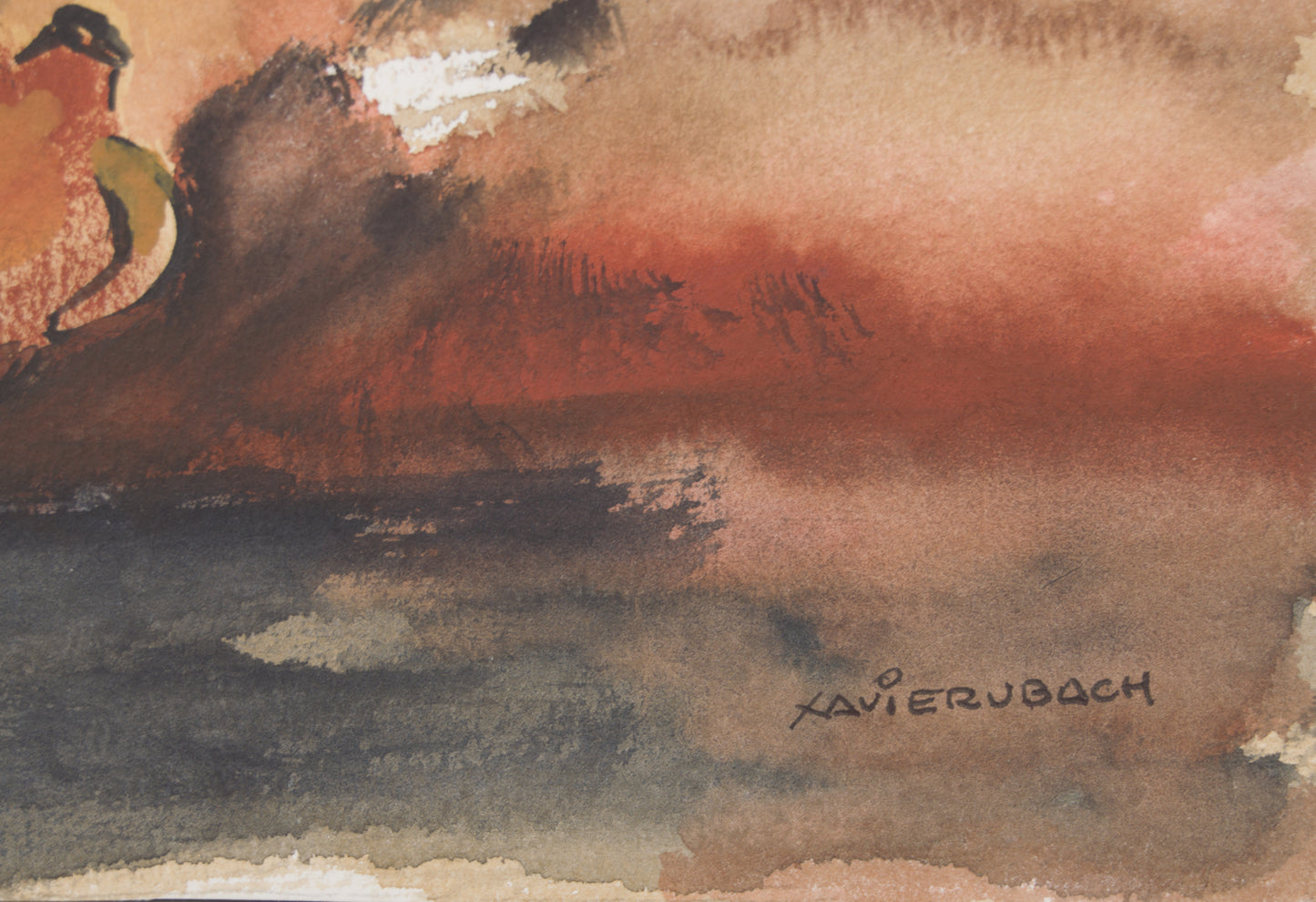 XAVIER UBACH | BODEGÓN CON DOS JARRONES | ACUARELA ORIGINAL | ESCUELA CATALANA