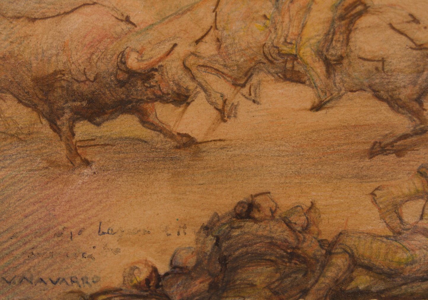 VICENTE NAVARRO | SUERTE DE VARAS (APUNTE TAURINO) | TÉCNICA MIXTA BARNIZADA | ESCUELA VALENCIANA