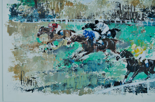 JOSEP LLUÍS FLORIT RODERO | TURF SCENE / HORSE RACING | CATALAN POST-IMPRESSIONISM | OIL ON PAPER