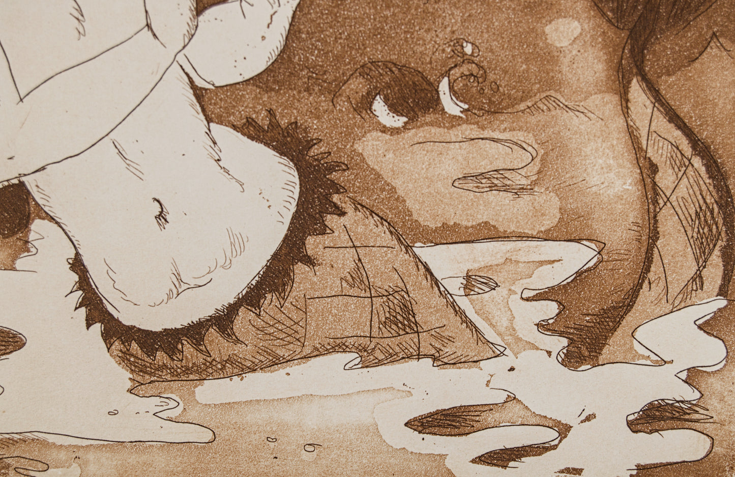 J. CARBONELL | LA SIRENA Y EL VELERO (MITOLOGÍA) | PRUEBA DE ESTADO | AGUAFUERTE EN SEPIA