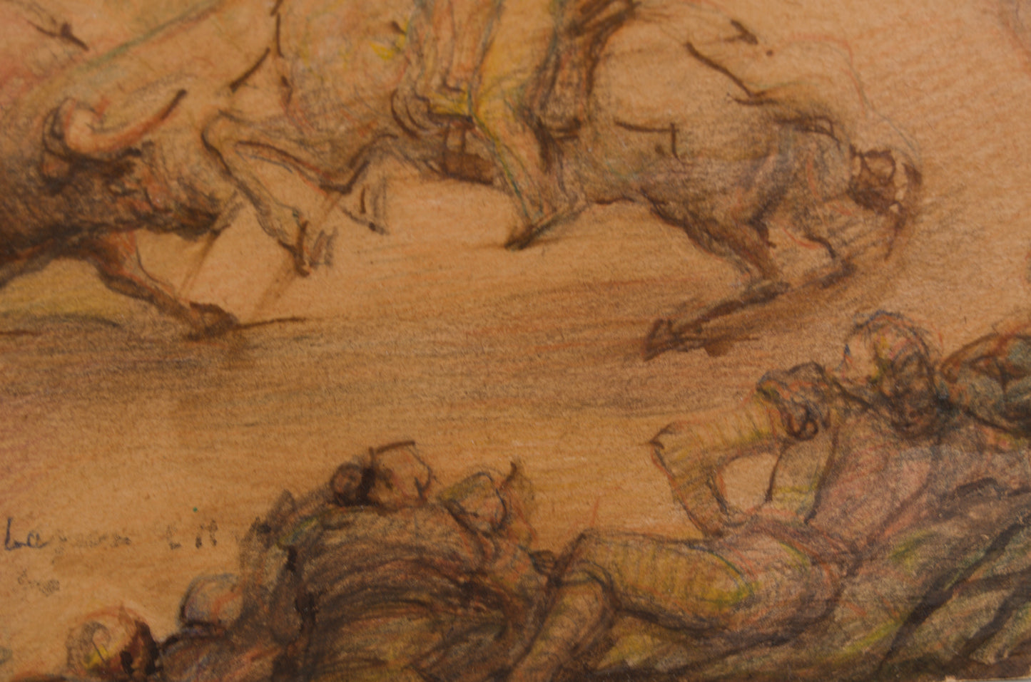 VICENTE NAVARRO | SUERTE DE VARAS (APUNTE TAURINO) | TÉCNICA MIXTA BARNIZADA | ESCUELA VALENCIANA