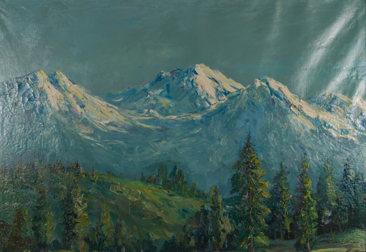 ESTEBAN GRUNWALD ALSGE | WINTERLANDSCHAFT MIT SCHNEE | UNGARISCH-SPANISCHE SCHULE (20. JAHRHUNDERT) | ÖL AUF LEINWAND