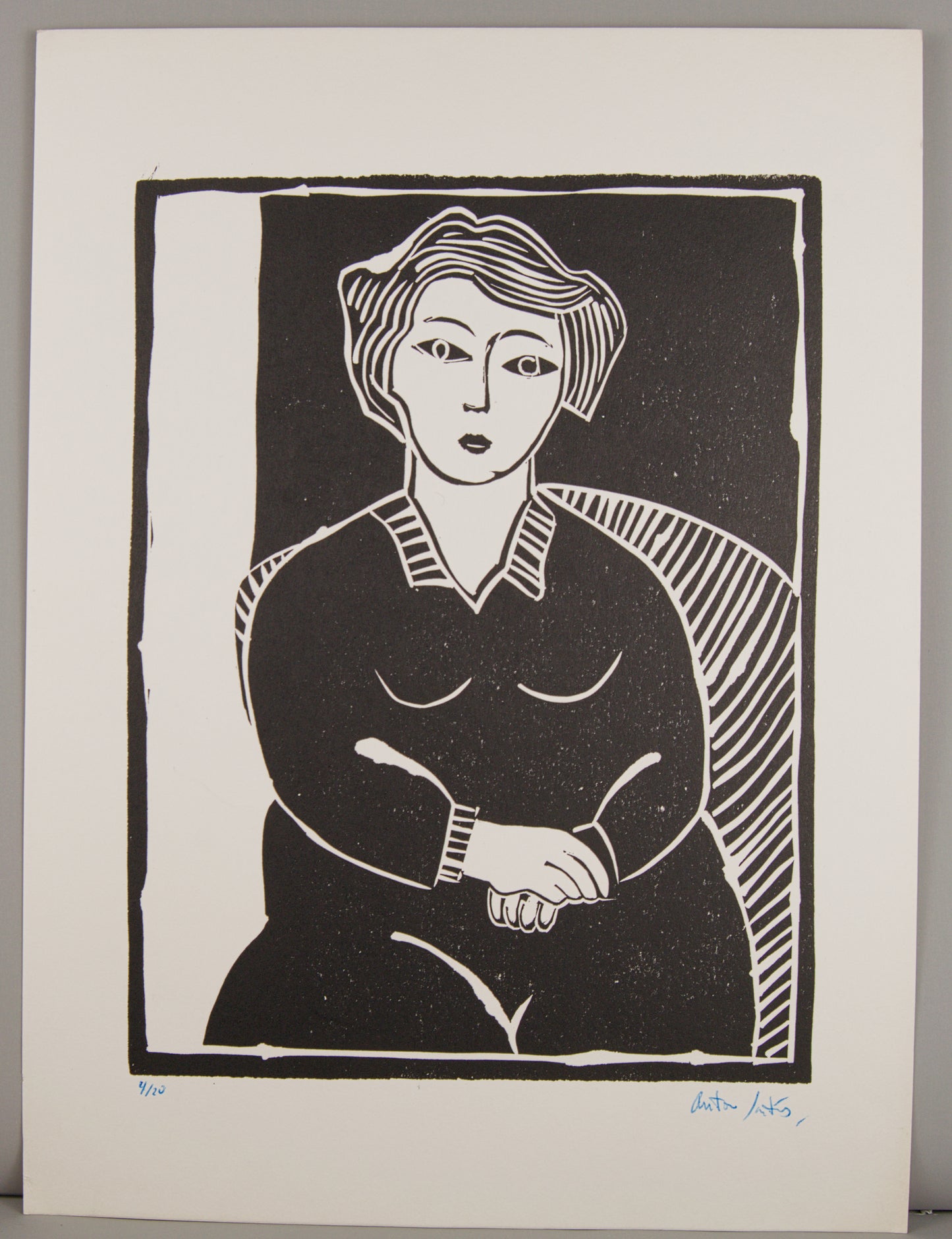 ANTONIO SANTOS | RETRATO DE MUJER (4/20) | LINOGRABADO ORIGINAL | GRÁFICA CONTEMPORÁNEA