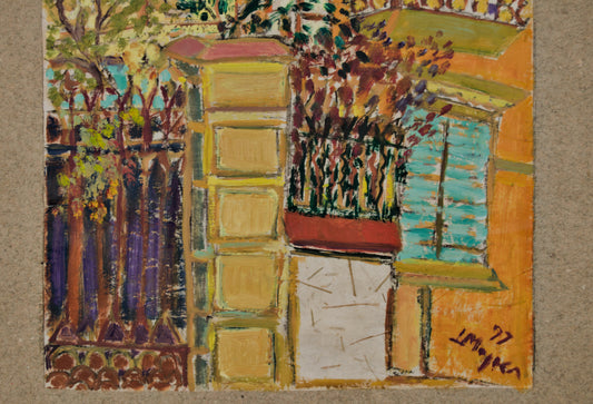 LOURDES MOJICA | URBAN FACADE (SKETCH FROM LIFE) | EXPRESSIONISM | OIL ON CARDBOARD