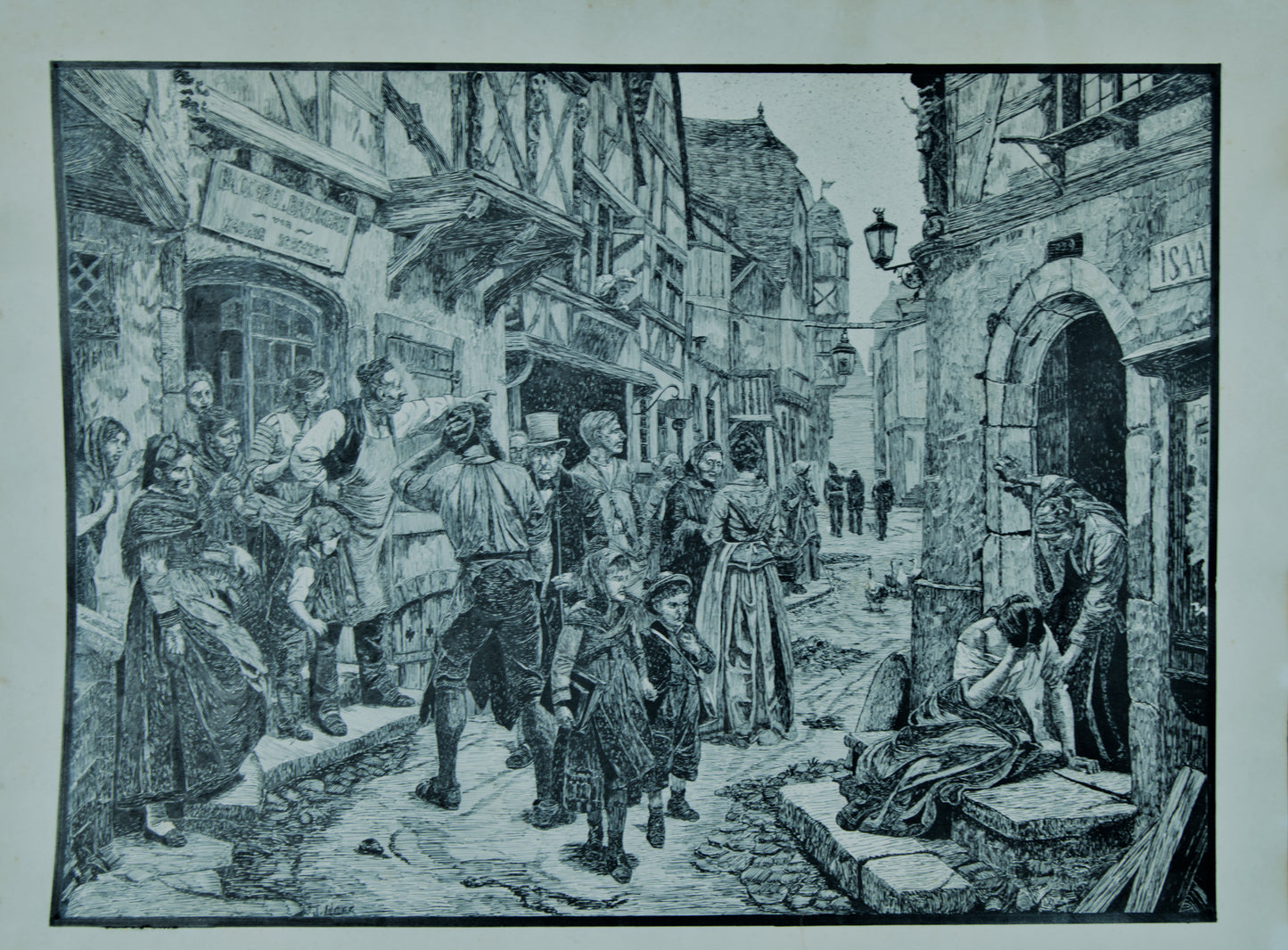JUAN LÓPEZ (SEGÚN B. VAUTIER) | "EL ARRESTO" (DIE VERHAFTUNG) | ESCUELA DE DÜSSELDORF | OBRA GRÁFICA S. XIX