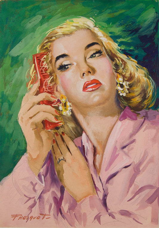 GUILLEM FRESQUET | RETRATO FEMENINO CON PEINE | ILUSTRACIÓN EDITORIAL | GOUACHE SOBRE CARTULINA