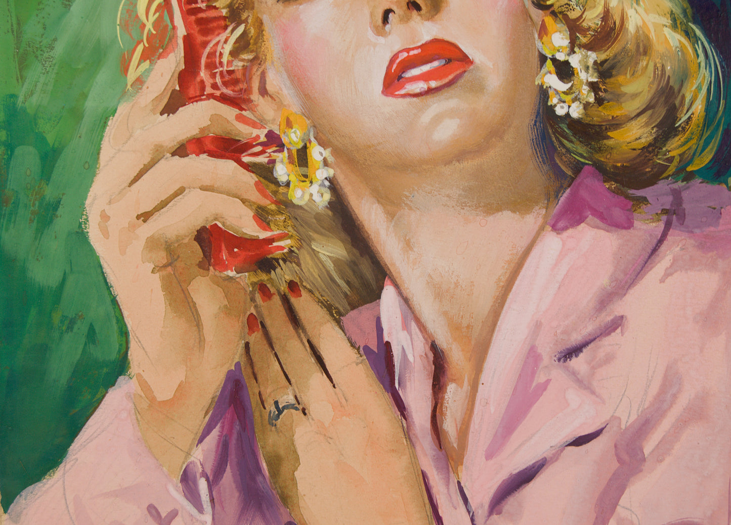 GUILLEM FRESQUET | RETRATO FEMENINO CON PEINE | ILUSTRACIÓN EDITORIAL | GOUACHE SOBRE CARTULINA
