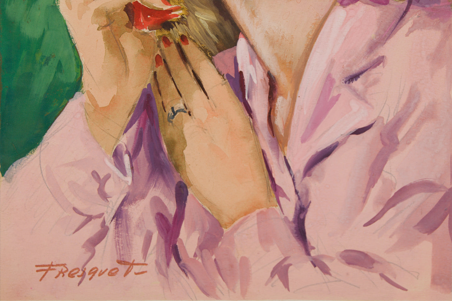 GUILLEM FRESQUET | RETRATO FEMENINO CON PEINE | ILUSTRACIÓN EDITORIAL | GOUACHE SOBRE CARTULINA