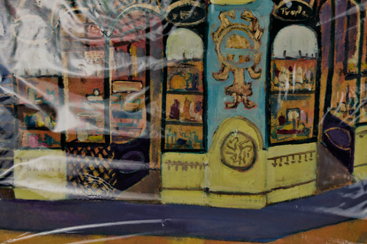 LOURDES MOJICA | ANTIGA CASA FIGUERES (BARCELONA) | URBAN EXPRESSIONISM | OIL ON CARDBOARD (1997)