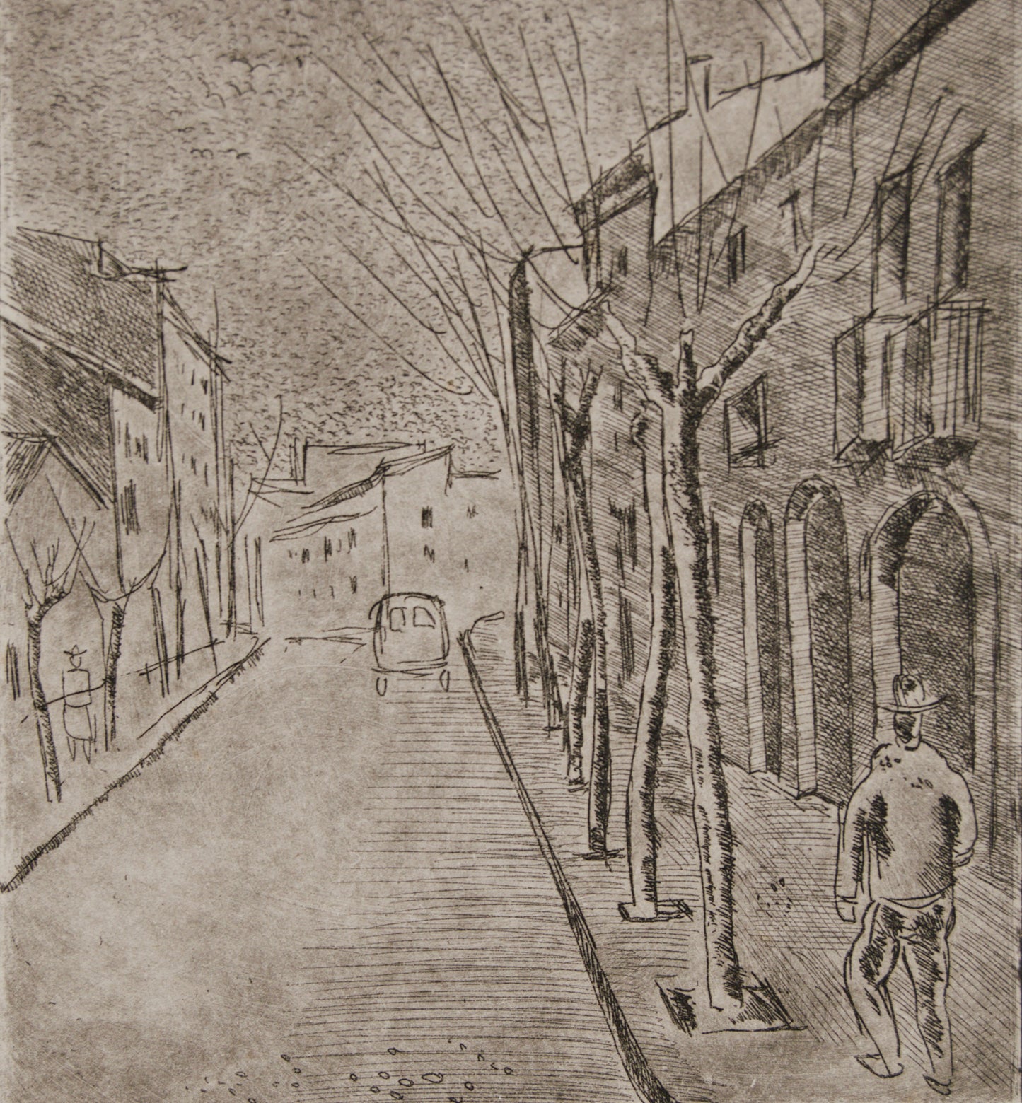 ANTONIO SANTOS | EL CARRER DE AMÀLIA (2/20) | AGUAFUERTE ORIGINAL | GRÁFICA CONTEMPORÁNEA