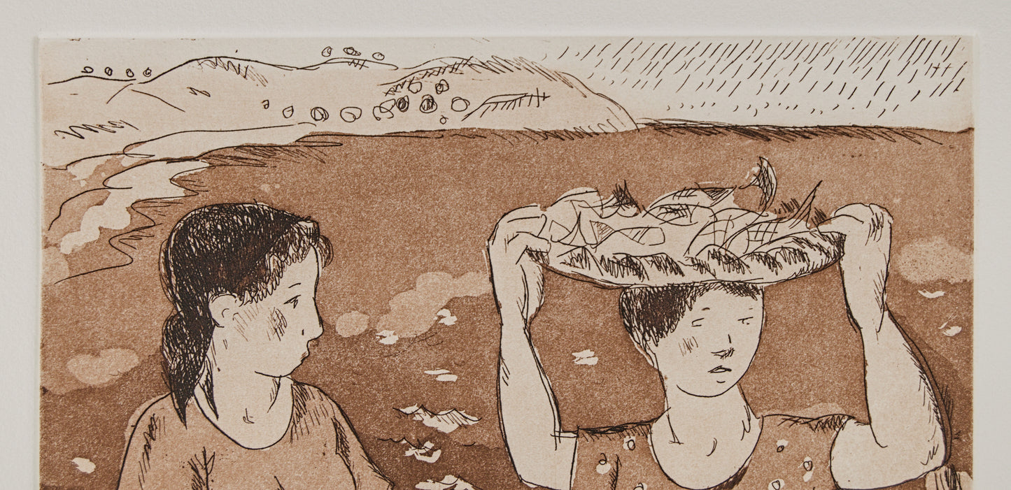 J. CARBONELL | LA PESCA (COSTUMBRISMO CATALÁN) | PRUEBA DE AUTOR (P.A.) | AGUAFUERTE EN SEPIA