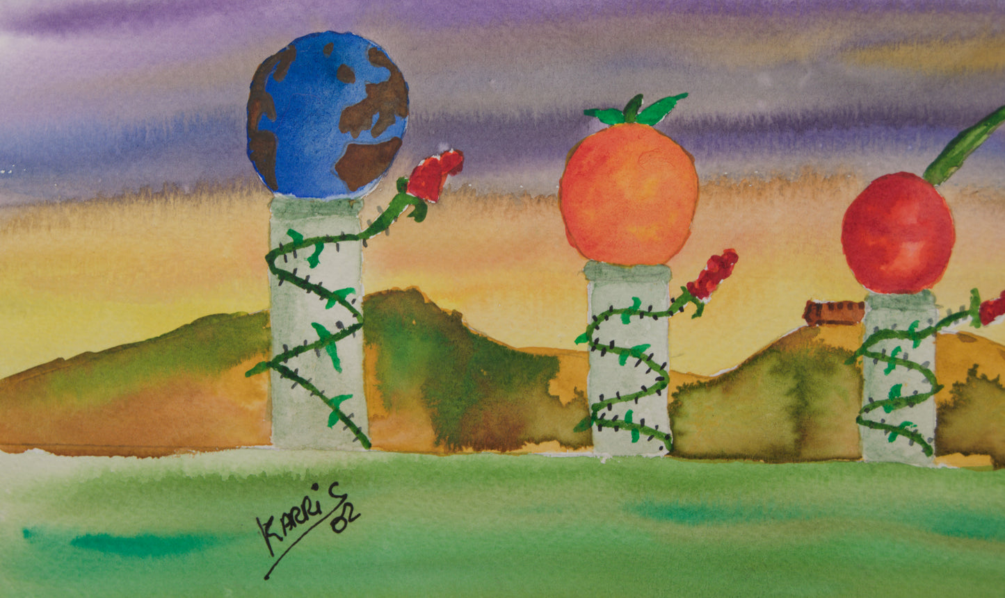 ANTONI CARRERA "KARRIS" | ESCENARIO ONÍRICO (2002) | ACUARELA PANORÁMICA | SURREALISMO CATALÁN