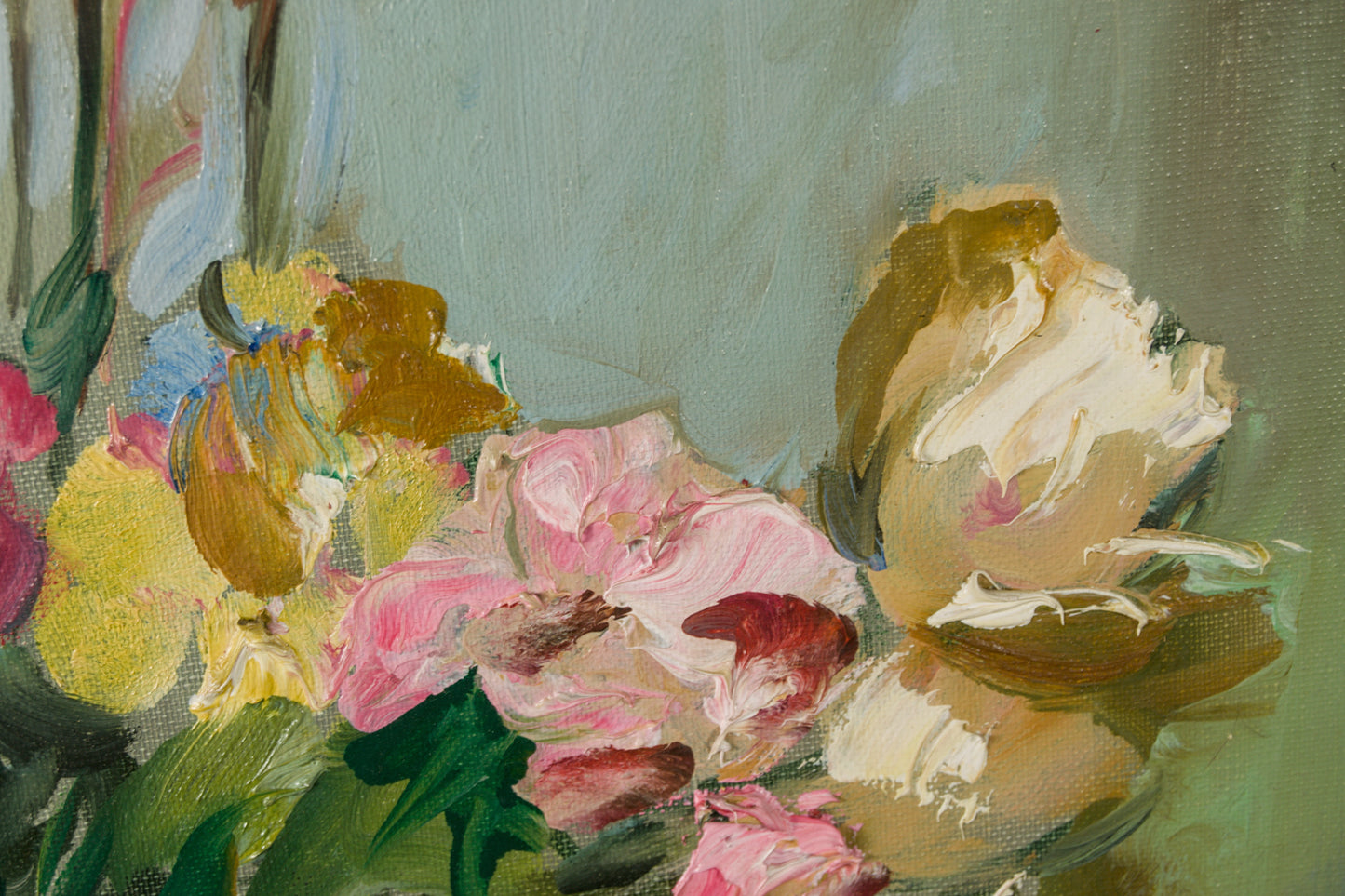Josep Miquel Serrano | Bodegón Floral Matérico | Óleo sobre Lienzo | Escuela Catalana S. XX